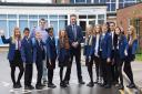 Attleborough Academy principal, Neil McShane, with some of the students celebrating their good Ofsted. Picture: DENISE BRADLEY