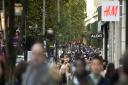 File photo dated 20/11/15 of shoppers on Oxford Street in London, as the number of shoppers on UK high streets continued a long-term decline in March, aggravated last month by an early Easter and colder spring weather. Lauren Hurley/PA Wire