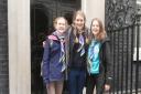 Future Voices: Emily Oxbury, centre, on the steps of 10 Downing Street
