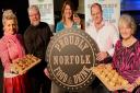 Sarah de Chair (right) with (from left) food patrons Vanessa Scott, Richard Hughes and Chris Coubrough, and Victoria Savory (centre), from main sponsor Adnams, at the recent launch of Norfolk Food & Drink 2016.PHOTO BY SIMON FINLAY