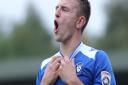 Jake Reed of Lowestoft Town shows his frustration after missing a chance to score against Hednesford Town during the National League North match at Keys Park, Hednesford.Picture by Michael Sedgwick/Focus Images Ltd +44 7900 36307203/10/2015