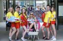 Pimp my Barrow at the UEA as part of the end of the Summer term to raise money for the Big C. Baywatch fans from left Abbie Gallagher, Sam Wood, Clare Hannah, Rachel Pearse, Jack Turner and Kirsty Dewhursty.Picture: MARK BULLIMORE