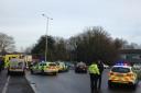 A motorcyclist has been injured near St Crispin's Roundabout