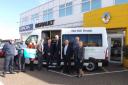 At the official launch of Norfolk Deaf Association's new mobile clinic are, left to right, Holden Group chief executive Tim Holden, NDA chairman Tony Innes and health minister and Norfolk Norfolk MP Norman Lamb. Picture: Andy Russell.