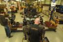 Work on the production line at Lotus Cars factory at Hethel.; Photo: Denise Bradley.