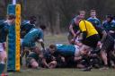Holt get close to the Saffron Walden line during Saturday's exciting London 2NE encounter, which Holt won 25-23.