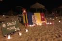 Candles lit on beach at Sousse for victims of terror attack. Picture: Contributed