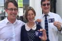 Jonathon Moore of Essex Pass, left, with Carole Cowell and Mark Starte from Saffron Walden Tourist Information Centre. Picture: SWTIC