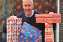 Chris Elliott, fundraising manager of the Benjamin Foundation with shoe boxes ready to be filled by generous shoppers. Photo : Steve Adams