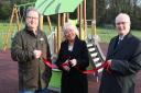 Paul Hewett, Alison Webb and Gordon Bambridge at the reopening of the play area in Sandy Lane