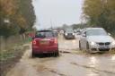 The A47 flooded again this morning causing delays around the Honingham roundabout