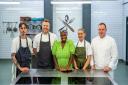 Liam Nichols (second from the left) with the other contestants and host Andi Oliver on the Great British Menu