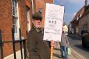 Peter Hewitt from Dereham was outside Beech House Smile Clinic protesting