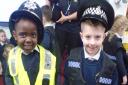 The children got to dress up like police officers following the talk