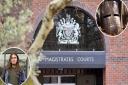 Ethan Stapley, inset, was found guilty at Norwich Magistrates Court of obstruction of police duties and public order offenced after sitting on top of bike sheds at Bethel Street police station wearing a knight's helmet