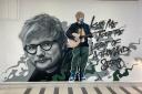 The new mural of Ed Sheeran can be seen on the first floor of the Sailmakers Shopping Centre in Ipswich.