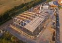 An aerial photograph of the new state-of-the-art Sheringham leisure centre called The Reef which is now being built.