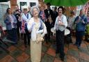 Her Majesty the Queen - aka resident Faith Harman - at the Platinum Jubilee party in Hunstanton