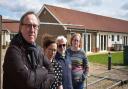 (L-R) Paul Roberts, Dawny Christien, Pete Eldridge and Kate Gott are frustrated the empty housing in 'Moon Court' is not planned to house Ukranian refugees
