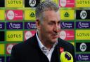 Norwich City head coach Dean Smith hols his pre-match Wolves briefing on Friday