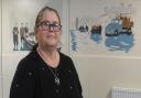 Dawn Ryan with the section of the mural at Cobholm Community Centre that she painted.