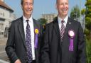 UKIP leader Nigel Farage (left) and former UKIP Norwich North candidate Glenn Tingle.