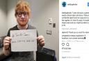 Ed Sheeran supports Bury St Edmunds girl Jasmi Lindberg Cooke in stem cell donor campaign. Picture: PA WIRE