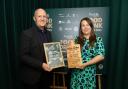 Herman van den Berg (sponsor - Alliance East Anglia) with Stacey Preston, who accepted the award on behalf of Richard Hughes