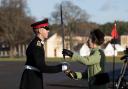 Lieutenant William Key, pictured receiving the Sword of Honour at Sandhurst from Princess Anne in 2021, has denied a charge of sexual assault