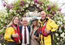 L-R Leanne McColm, Ian Limmer (Peter Beales Roses nursery manager), Joanna Lumley and Andy Mayo at the RHS Chelsea Flower Show Picture: Keith Mindham Photography