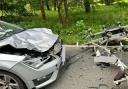 A car was badly damaged after a crash in Thetford