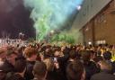 Angry fans protesting at Carrow Road shortly after the plans were announced and following a poor run of form for the team
