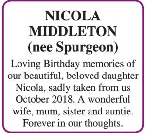 NICOLA MIDDLETON (nee Spurgeon)