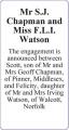 Mr S.J. Chapman and Miss F.L.I. Watson