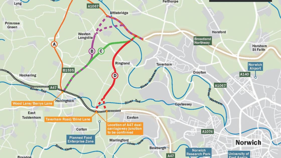 Norwich City Council set to back Western Link for NDR and A47, but reject one of the routes 