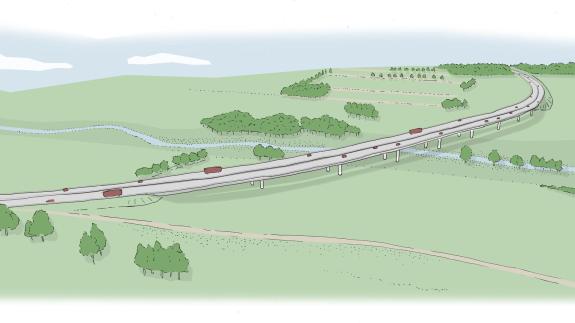Eastern Daily Press: An artist's impression of a viaduct which would carry the Western Link over the River Wensum. Photo: Norfolk County Council Eastern Daily Press: An artist's impression of a viaduct which would carry the Western Link over the River Wensum. Photo: Norfolk County Council