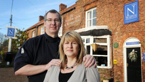 Eastern Daily Press: Kevin and Jacki Mangeolles outside The Neptune, Hunstanton Eastern Daily Press: Kevin and Jacki Mangeolles outside The Neptune, Hunstanton