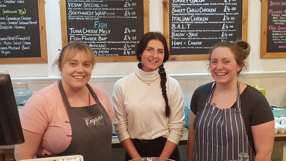 Eastern Daily Press: Anthea McNamara, Laura Potts and Kiera McNamara at Logan's Sandwich Bar, on Swan Lane, Norwich. Photo: Archant Eastern Daily Press: Anthea McNamara, Laura Potts and Kiera McNamara at Logan's Sandwich Bar, on Swan Lane, Norwich. Photo: Archant