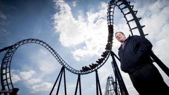 Eastern Daily Press: Mr Noble standing in front of Wipeout, the park's biggest roller coaster. Picture: Nick Butcher Eastern Daily Press: Mr Noble standing in front of Wipeout, the park's biggest roller coaster. Picture: Nick Butcher