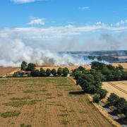 A large field fire has broken out in Burgate, Suffolk