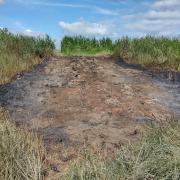The charred remains after fire destroyed a viewing platform that is popular with visitors to Oulton Marshes in Lowestoft.