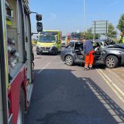 A man was taken to hospital after a crash in Lowestoft