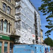 Behind the scaffolding as repair works continue at the former Post Office building in Lowestoft town centre.