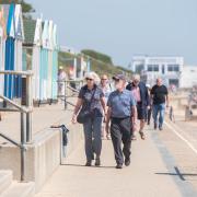 Visitors enjoying the hot weather in Southwold on Wednesday