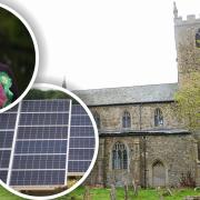 The idea of covering Norfolk's church roofs in solar panels has been floated by former Green MEP, professor Catherine Rowett. Background: All Saints Church in East Winch