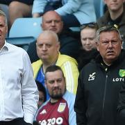 Dean Smith watched his Norwich City relegated from the Premier League at Aston Villa