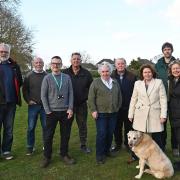 Residents try to protect open space by Dowding Road and Taylors Lane. Catton Grove County Councillor, Steve Morphew, with Anthony Smith, Kevin Purnell, City Councillor, Mike Stonard, Jeff & Pat Mitchell, Jaqueline Jongen, Stephen Teeuw and Lynn Stafford