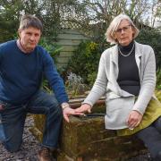 Andy and Ches Broom, residents of Spinks Lane in Wymondham, who are worried the drainage plan for a nearby housing development won't stop flooding.