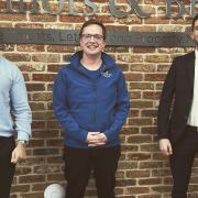 Jamie Minors (left) and Alex Brady (right) of Minors & Brady, with Alex Wiseman, partnerships manager at Norfolk and Waveney Mind