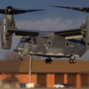 A CV-22 Osprey which are based at RAF Mildenhall had a Volvo XC-70 try and drive up its ramp